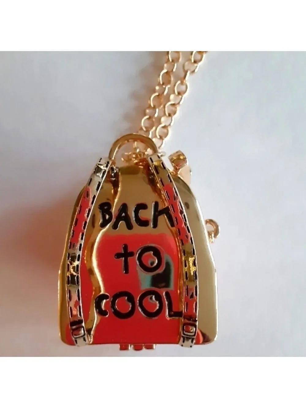 𝅺Betsey Johnson Back To Cool Backpack Locket Charm Necklace New